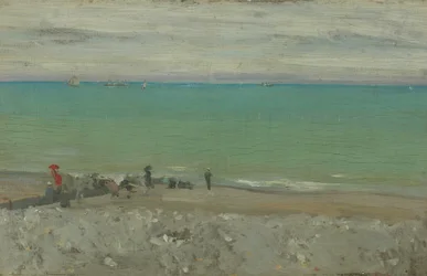 A praia, Dieppe, c.1885 (óleo sobre painel)