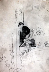 The Gallery of the Old Bedford, c.1895-1900 (caneta e tinta sobre papel)