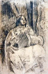 O Estudo (The Drummer), c.1900 (lápis sobre papel)