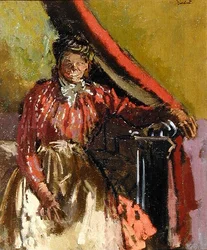 Mulher sentada numa cama