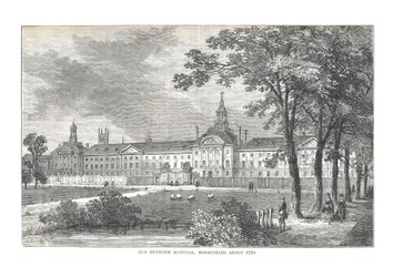 Antigo Hospital Bethlem, Moorfields, cerca de 1750, 1878.