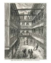 The Four Swans Inn, pouco antes da demolição, 1878