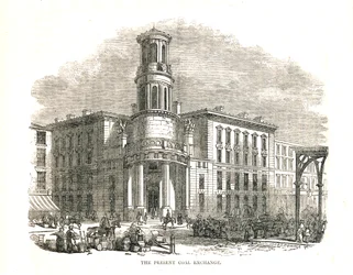 A Troca de Carvão Atual, aberta pelo príncipe Albert em 1849, Thames Street, 1878