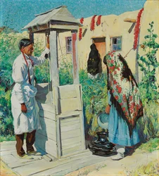 Uma cena de Poço Pueblo (óleo sobre tela)