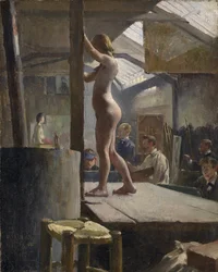 Aula de Vida, Academie Julian - Walter Herbert Withers (1854-1914). Óleo sobre tela