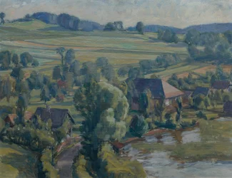 Paisagem de Attersee perto de Unterbuchberg