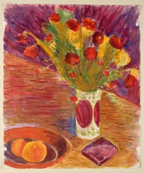 Vaso de flores e fruteira
