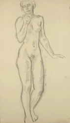 Mulher nua em pé