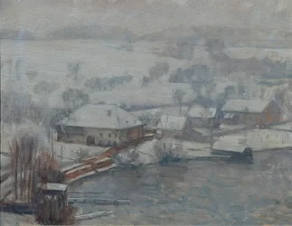 Paisagem de Inverno no Lago Attersee