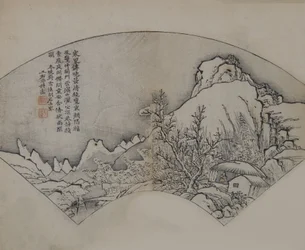 Paisagem após Wang Wei 699-759, do Manual do Jardim de Sementes de Mostarda de ..., Primeira edição, 1679.