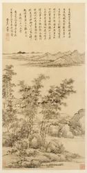 Alto bambu e montanhas distantes, depois de Wang Meng