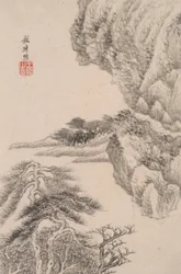 Paisagem no estilo de vários velhos mestres: paisagem após Wang Meng (1308