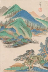 Paisagem no Estilo de Vários Velhos Mestres: Paisagem depois de Yang Sheng (713