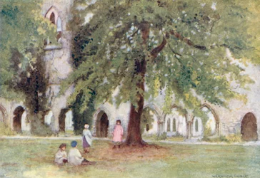 Abadia de Netley: The Cloisters (litografia a cores)