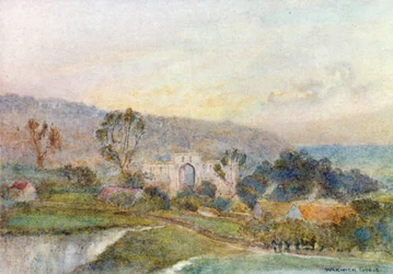 Abadia de Rievaulx: Manhã cedo (litografia a cores)