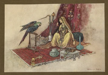 Placa 21: "Que princesa coloca apenas um rubi no cabelo?" de Folk-Tales of Bengal ... Com 32 ilustrações em cores de Warwick Goble (Edition de luxe.)