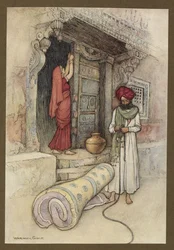 Placa 9: "Partiram então para a sua viagem", de Folk-Tales of Bengal ... Com 32 ilustrações a cores, de Warwick Goble. (Edição de luxe)