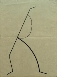 Desenho analítico após fotos da Palucca dançante, esforço ascendente suportado em curvas simples