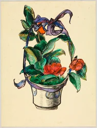 Blumenstock mit Schleife