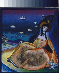 Pintura "The Lady in Her Golden Dress" de Vassily Kandinsky (ou Wassily Kandinski ou Kandinskij