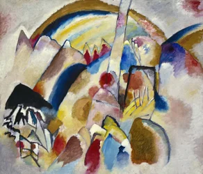 ""Paysage aux points rouges n 2"" (Paisagem com Manchas Vermelhas N 2 ou Paisagem com Manchas Vermelhas Nr 2) Pintura de Wassily Kandinsky (ou Wassily Kandinsky ou Kandinskij