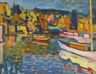 Estudo para a paisagem de outono com barcos