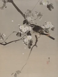 Aves em um ramo florido, ca. 1887.