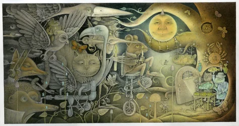 Creatures Appeared Out Of The Dark, 2010 (técnica mista sobre cartão)