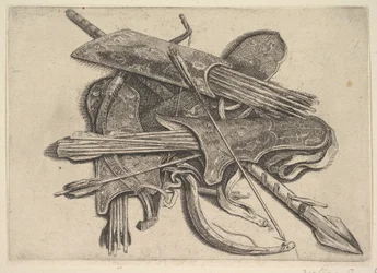 Arcos, aljavas e uma lança, 1625-77.