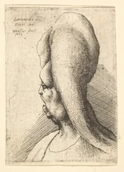 Busto de uma velha deformada com um dente, virado para a esquerda, 1665.