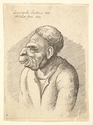 Busto de homem com nariz adunco, lábio superior proeminente, boca aberta e cabelo curto e encaracolado ..., 1665.