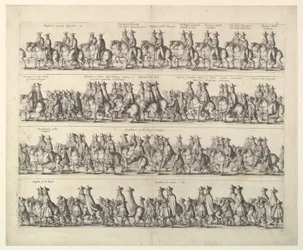 Procissão da coroação de Carlos II por Londres, 1662.