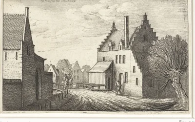 Rua da vila em Hemsen perto de Mechelen Vistas de cidades europeias (título da série)