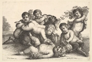 Quatro meninos, dois sátiros e uma cabra, 1654.