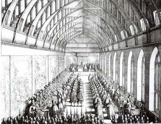 Festa da Jarreteira no St. George&39;s Hall, Windsor, na época de Carlos II, 1672