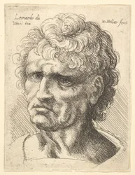 Chefe de um homem com expressão séria, 1625-77.