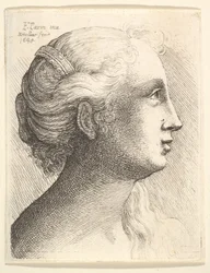 Cabeça de uma jovem de perfil à direita, 1645.