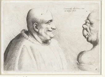 Cabeças de um grande homem careca e de uma mulher grotesca
Variie figurae et probae (título da série)
Caricaturas, cabeças e deformidades após Leonardo da Vinci (título da série)