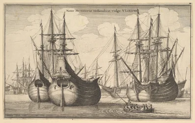 Mercantoriæ navios holandeses, geralmente vlieten Dutch Cargueiros ou flauta, 1647.