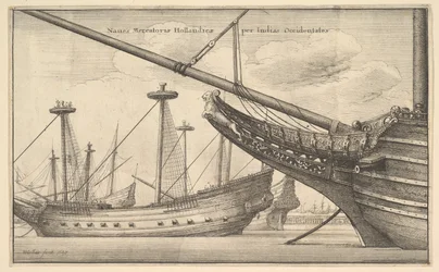 Os navios mercantes navegam pelas Índias Ocidentais Holandesas, Leste da Índia, 1647.