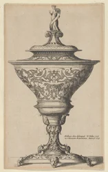 Taça ornamentada em pés de máscaras, 1645., 1645.