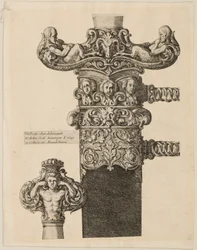Impressão de Desenhos para um Pommel, Quillons, e Locket, 1645.