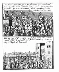 O arquiprelado de St Andrews pregando na Escócia; levantamento de aprendizes e marinheiros no Palácio de Lambeth