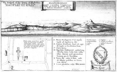 A perspectiva da cidade de Glastonbury, final do século XVII