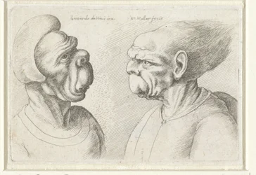 Duas cabeças deformadas Varie figurae et probae (título da série) Caricaturas, cabeças e deformidades após Leonardo da Vinci (título da série)