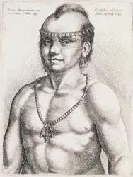 Índio de 23 anos da Virgínia, gravura de Wenceslaus Hollar (1607-1677)