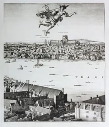 Vista de Londres, publicada em 1647 (cópia fac-símile) (detalhe)