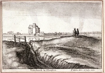 Vista da área ao redor de New River Head, Finsbury, Londres, 1665