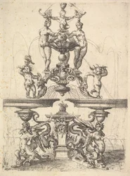 Projeto para uma fonte, placa 119 da Architectura de Dietterlin, 1598.