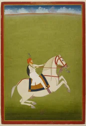 Rajput montado, início do século XIX (guache sobre papel)